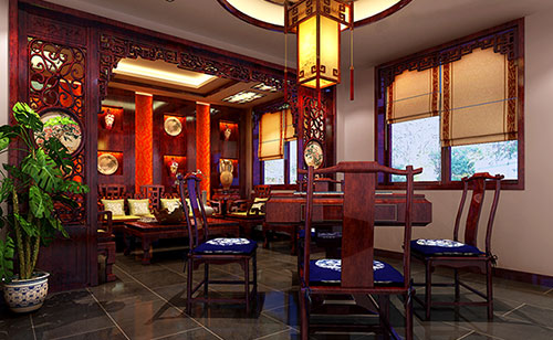 科尔沁古典中式风格茶楼包间设计装修效果图